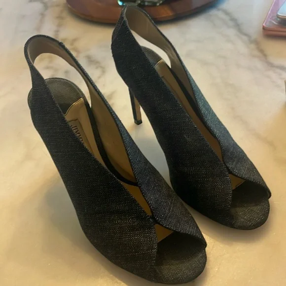 Jimmy Choo Black Peep Toe Heels - Picture 1 of 8